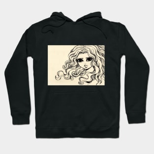 Sketch of a girl with curly hair Hoodie